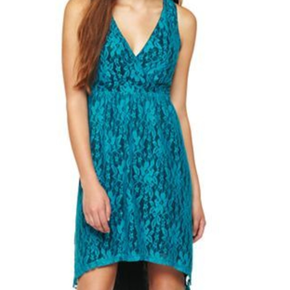 Mac + Jac Stretch Teal Floral Lace Dress Size L